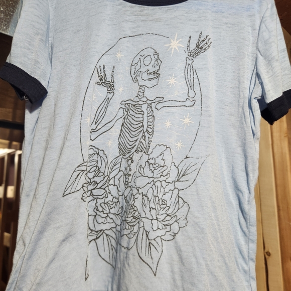 Mighty Fine Tops - Mighty Fine Light Blue Skeleton Graphic Tee